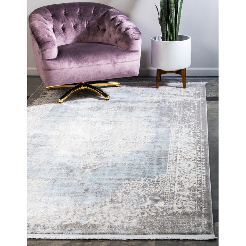 Teadora Gray/Light Blue/Ivory Area Rug Bungalow Rose Rug Size: Rectangle 8′ x 11’4″