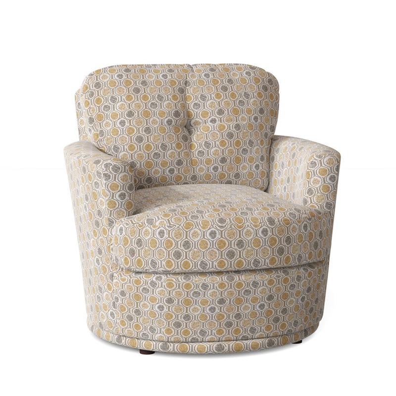 Towry 36″ Wide Tufted Swivel Armchair Wade Logan Fabric: Vintage Gold Geometric Performance