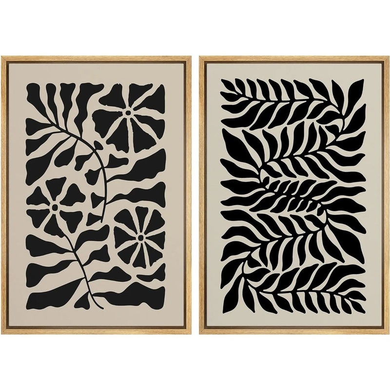 Black Abstract Floral Minimalist Modern Print 1