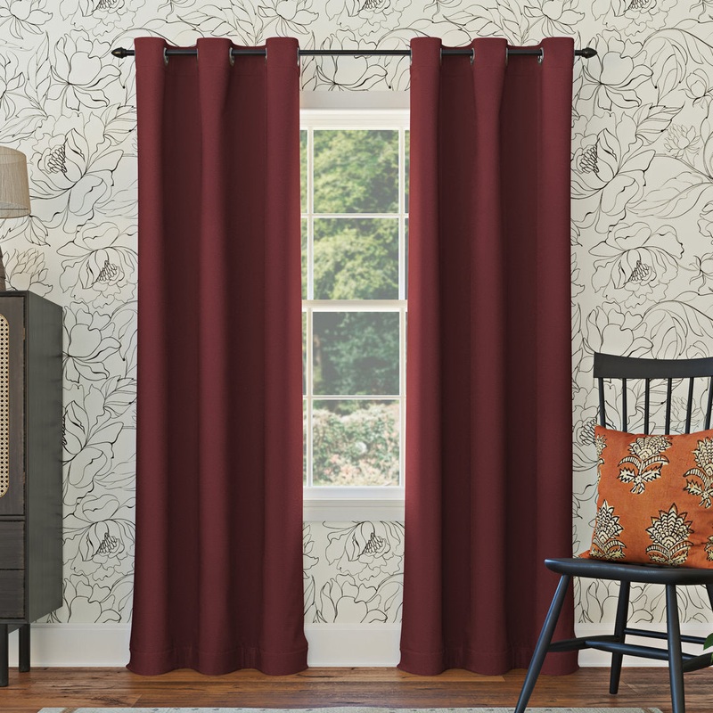 Wayfair Basics Blackout Grommet Curtain Panel Wayfair Basics Curtain Color: Wine Red Size per Panel: 54″ W x 63″ L