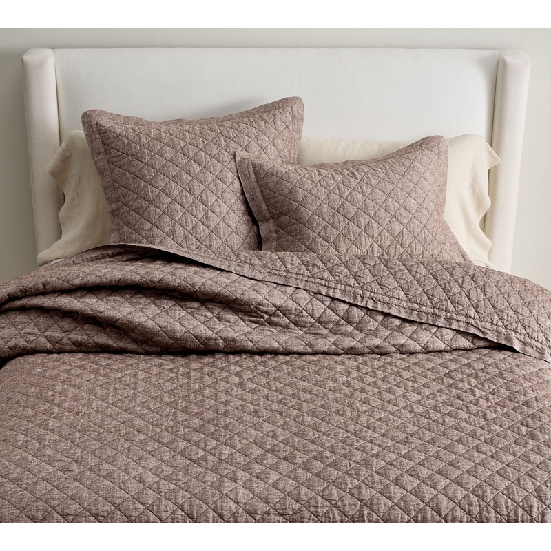 Belgian Flax Linen Diamond Quilt Coffee