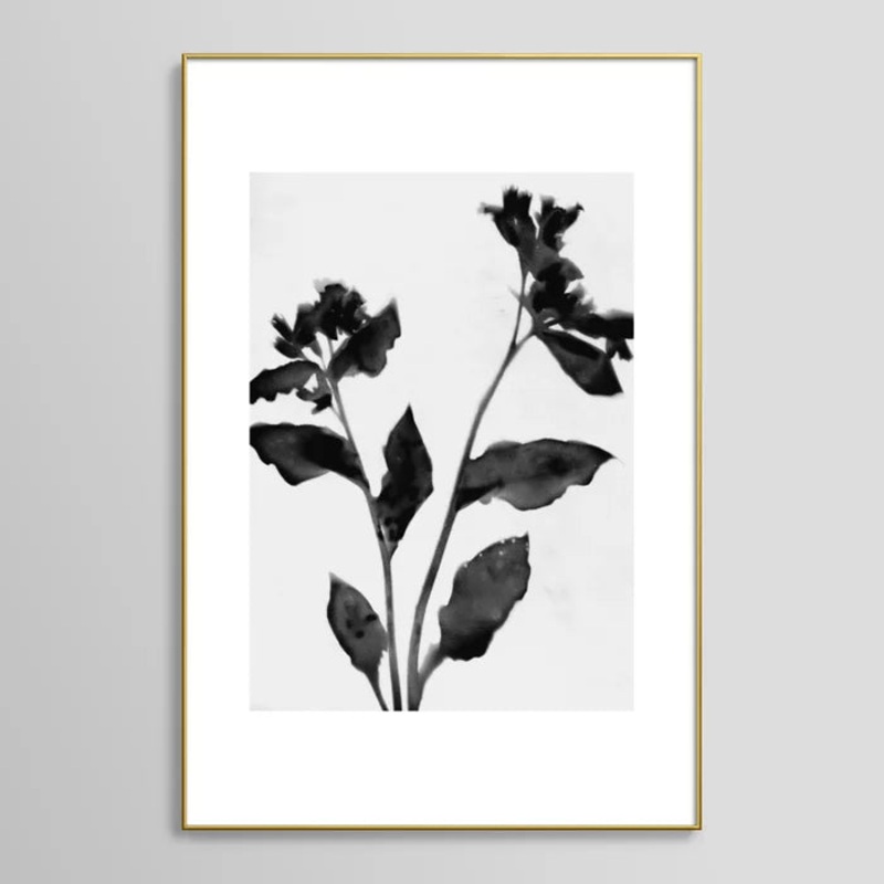 Black and White Moody Floral 2 Framed Art Print with frame-24″x36″