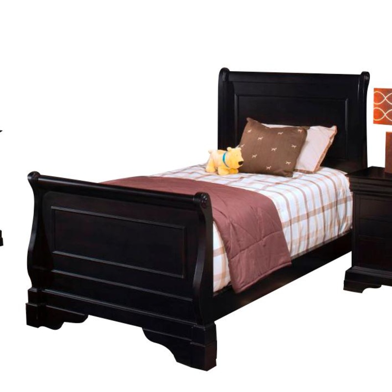 New Classic Belle Rose Youth Twin Sleigh Bed in Black Cherry