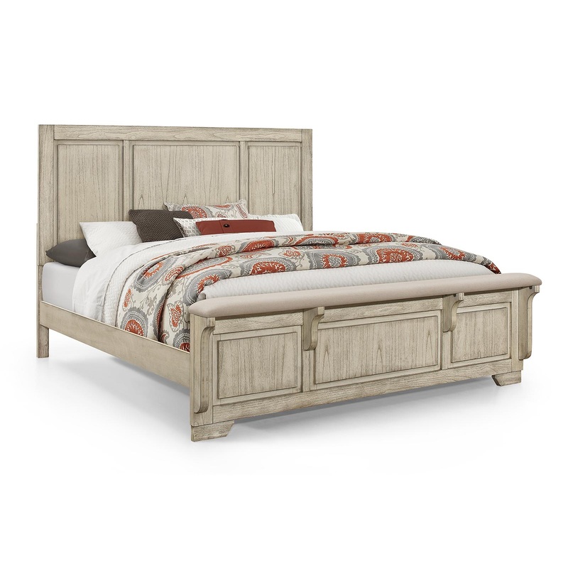 New Classic Furniture Ashland King Panel Bed in Rustic White