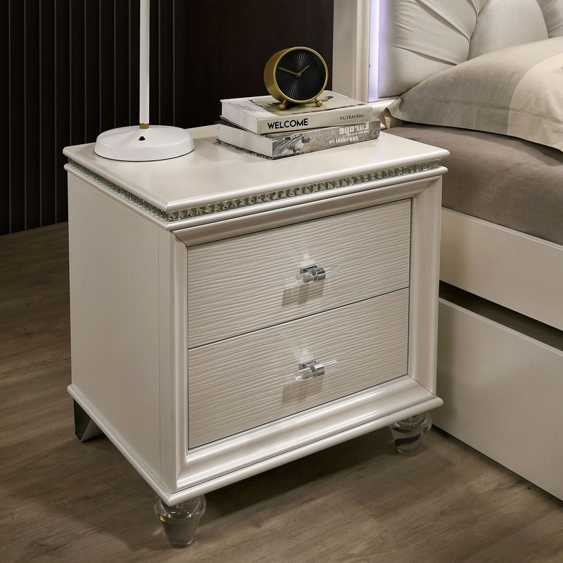 ALLIE Night Stand Pearl White