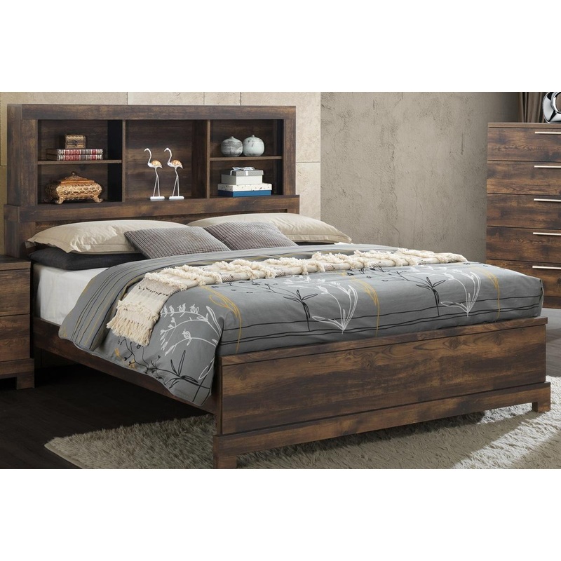 New Classic Furniture Campbell California King Bookcase Bed in Ranchero