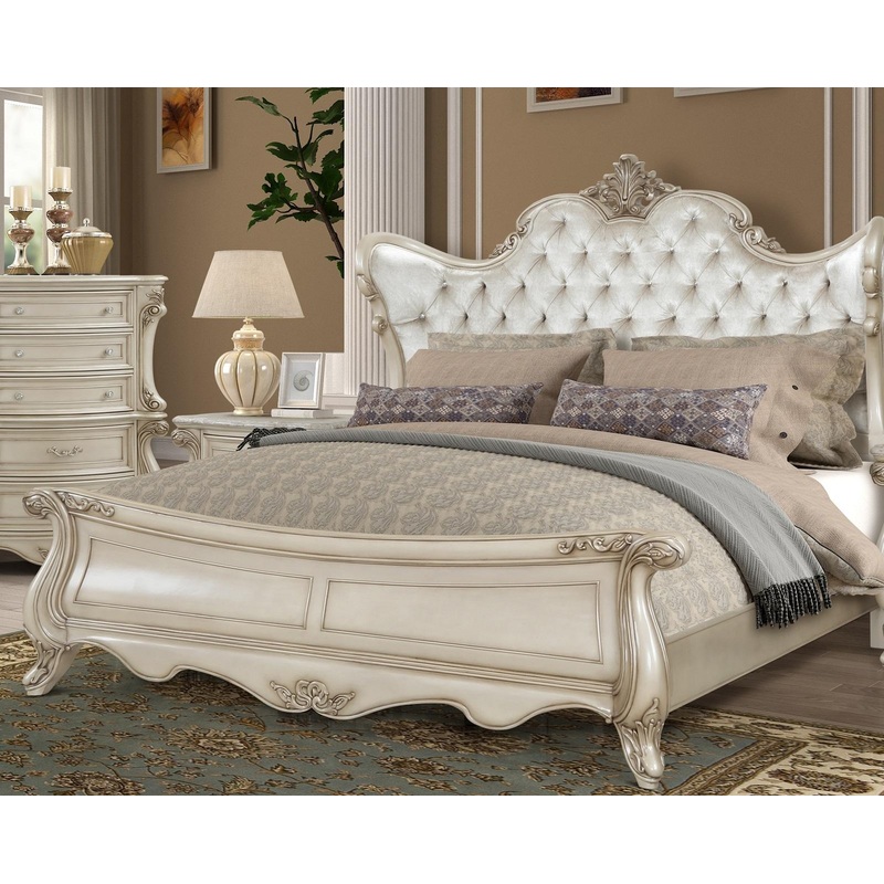 New Classic Furniture Monique King Panel Bed in Pearl