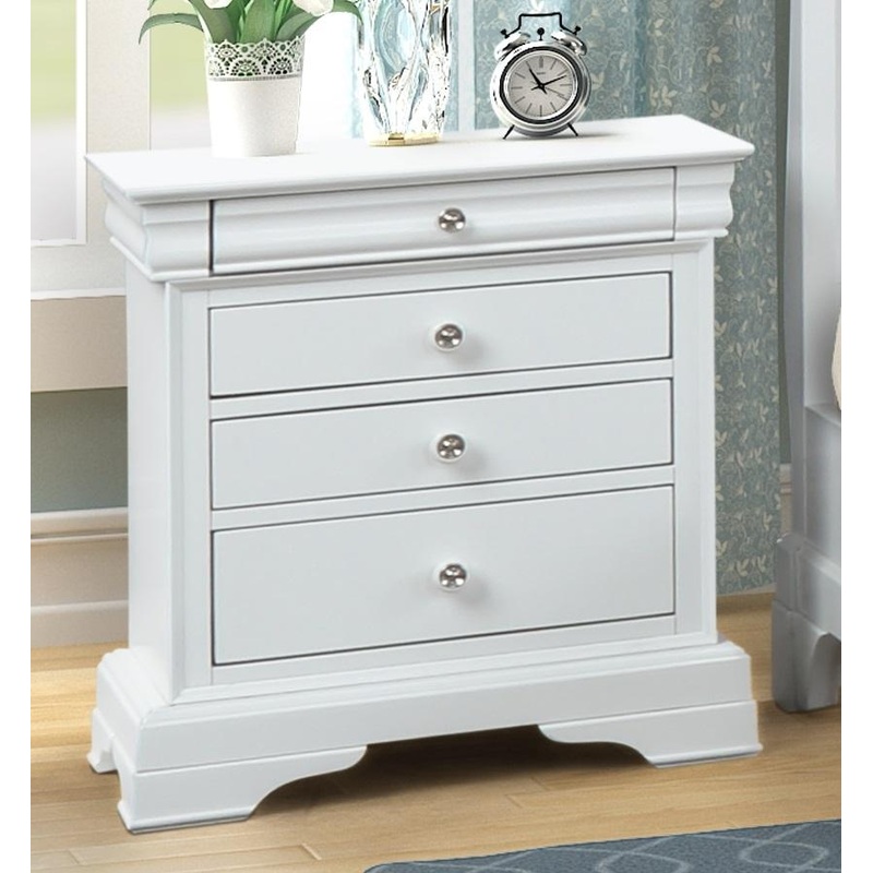 New Classic Furniture Versaille 4 Drawer Nightstand in White