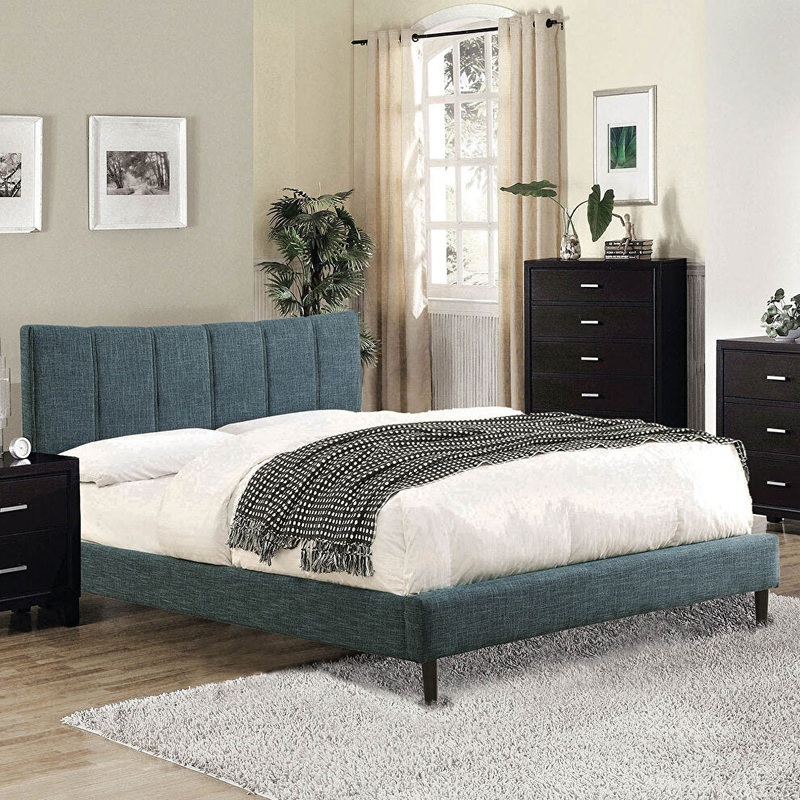 QUEEN ENNIS DARK BLUE BED FRAME
