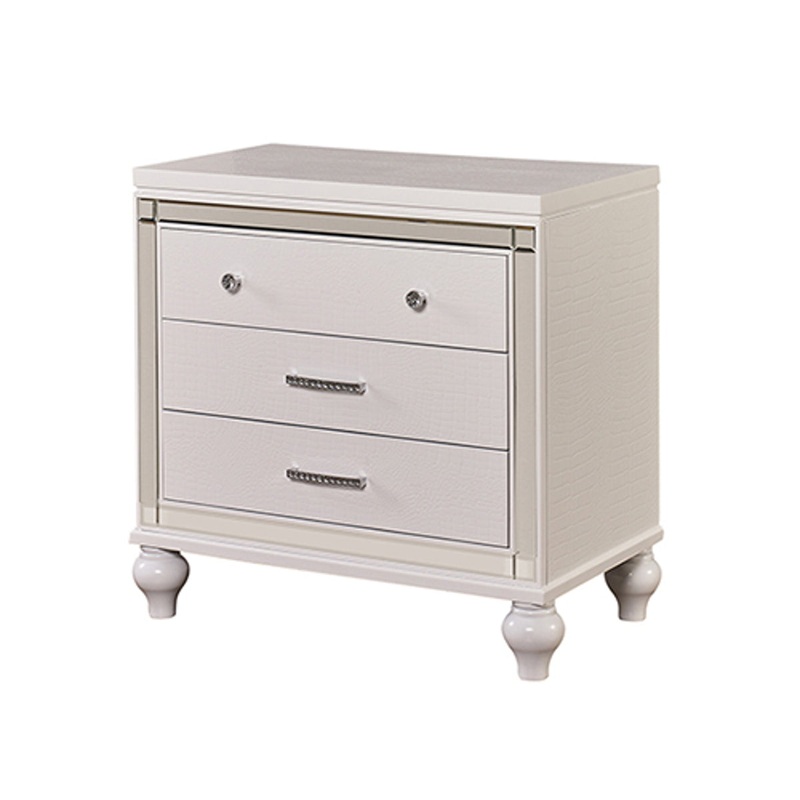 Valentino 3 Drawer Nightstand in White