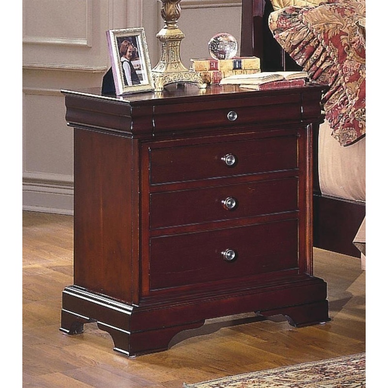 Versaille 4 Drawer Night Stand in Bordeaux