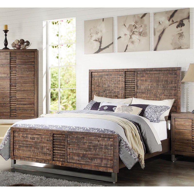 Acme Andria Queen Platform Bed in Reclaimed Oak 21290Q