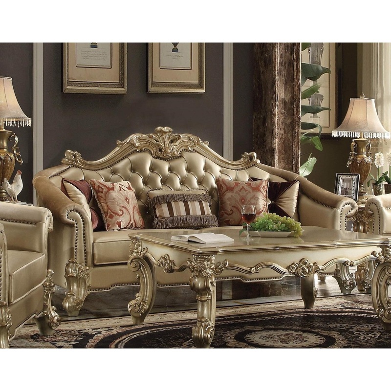 Acme Dresden Sofa in Gold Patina 53120