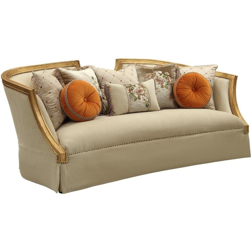 Acme Furniture Daesha Sofa in Tan Flannel & Antique Gold 50835