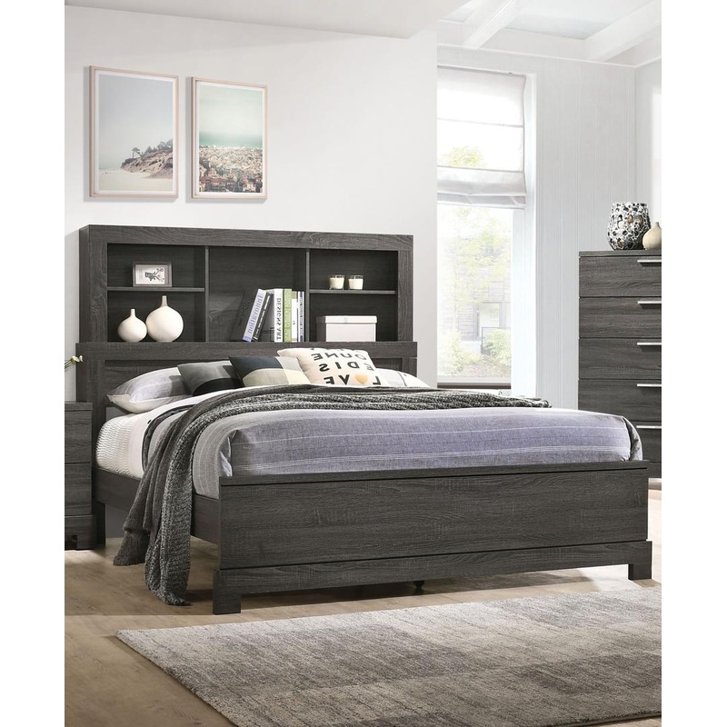 Acme Furniture Lantha Eastern King Panel Bed in Grey Oak 22027EK