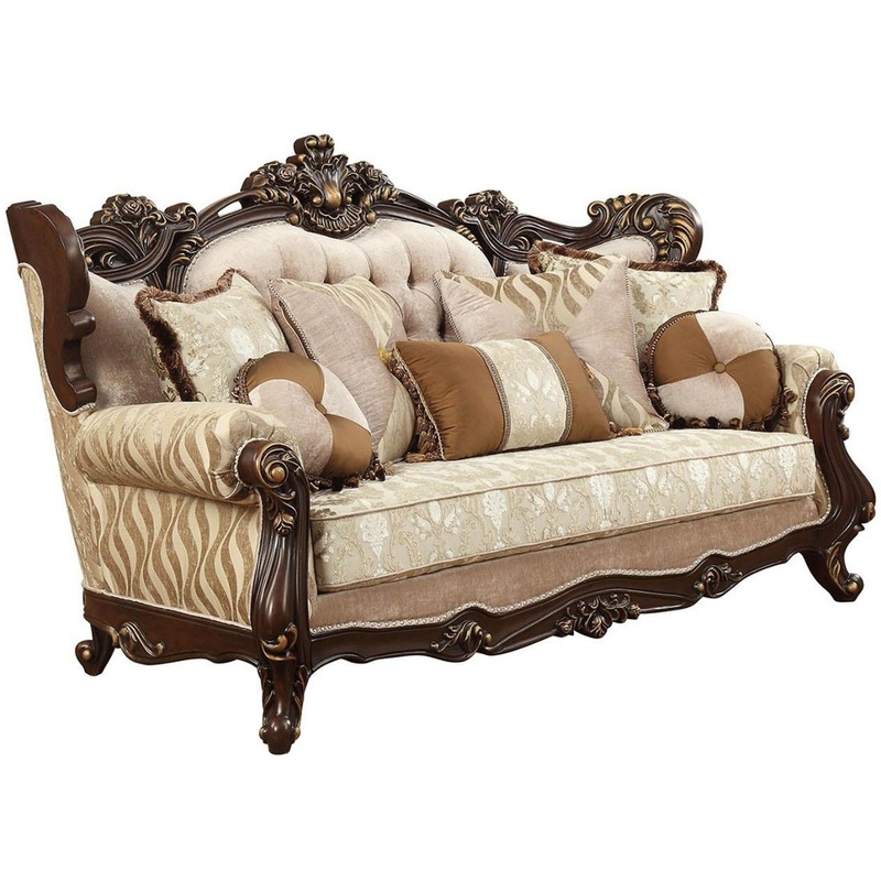 Acme Furniture Shalisa Sofa with 7 Pillows in Walnut 51050
