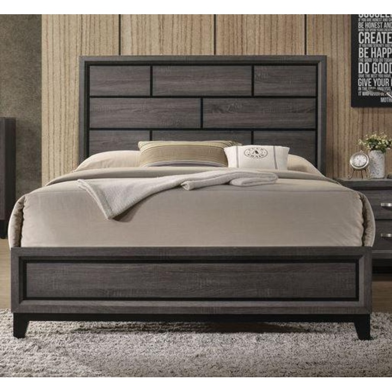 Acme Furniture Valdemar King Panel Bed in Weathered Gray 27047EK