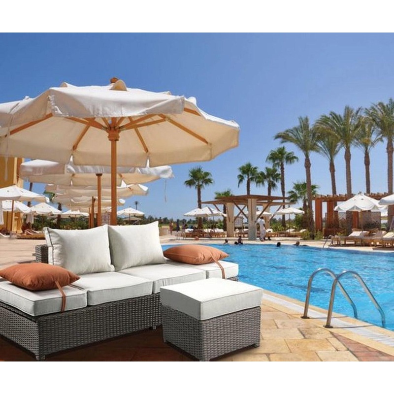Acme Salena Patio Sofa with Ottoman in Beige 45015