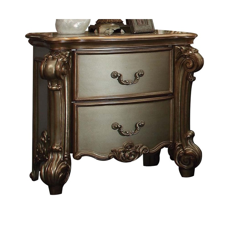 Acme Vendome Nightstand in Gold Patina 23003