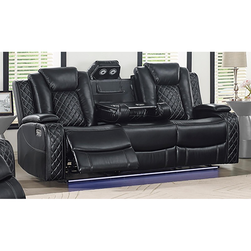 New Classic Furniture Orion Sofa with Power Headrest and Footrest in Black