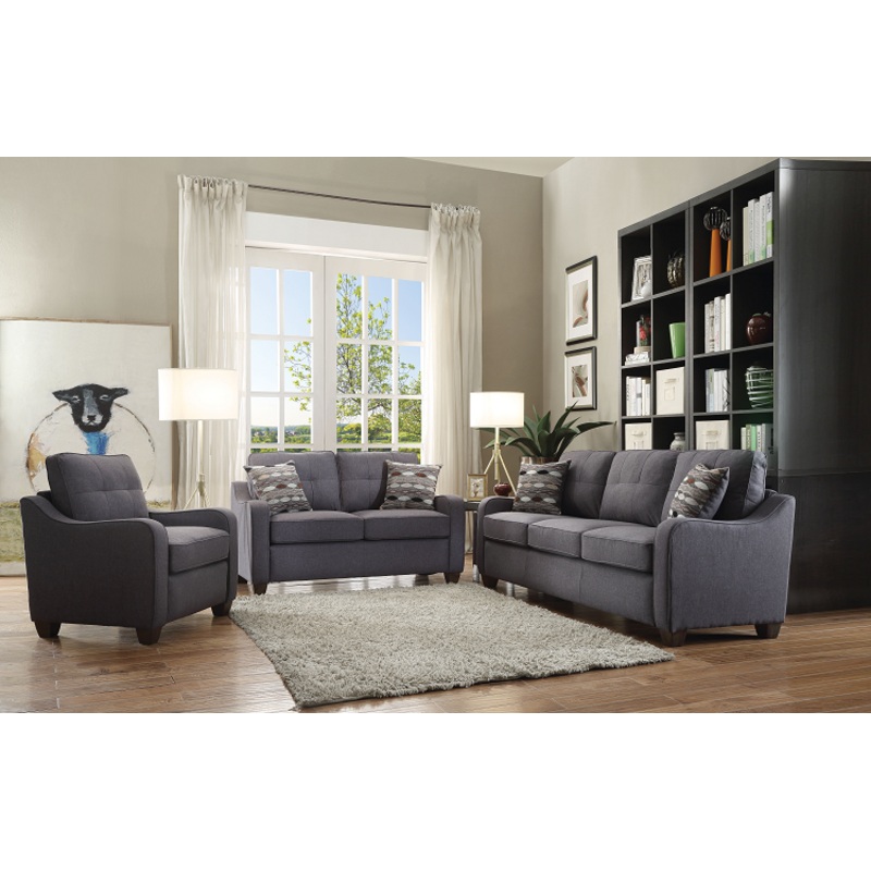 Cleavon II Gray Linen Sofa w/2 Pillows