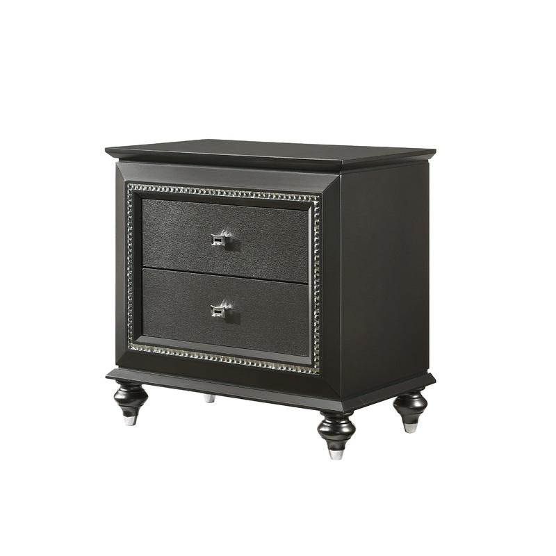 Kaitlyn Metallic Gray Nightstand