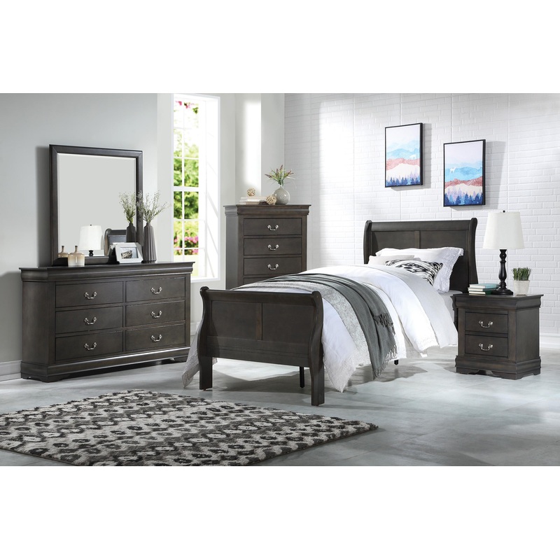Louis Philippe Dark Gray Twin Bed
