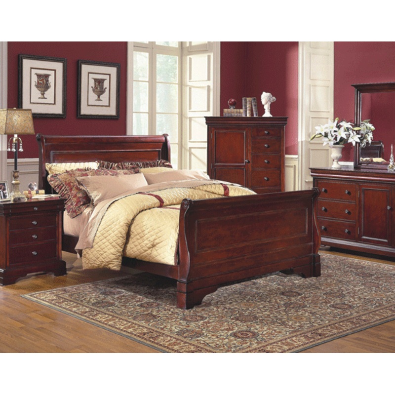 New Classic Versaille Eastern King Sleigh Bed in Bordeaux