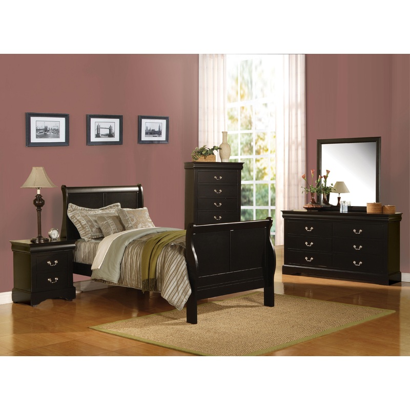 Louis Philippe III Black Twin Bed