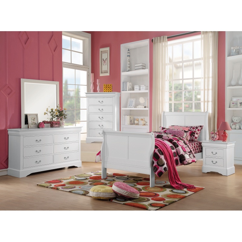 Louis Philippe III White Twin Bed