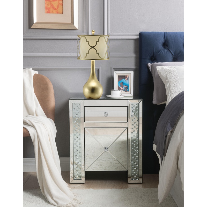 Maisha Mirrored & Faux Crystals Accent Table