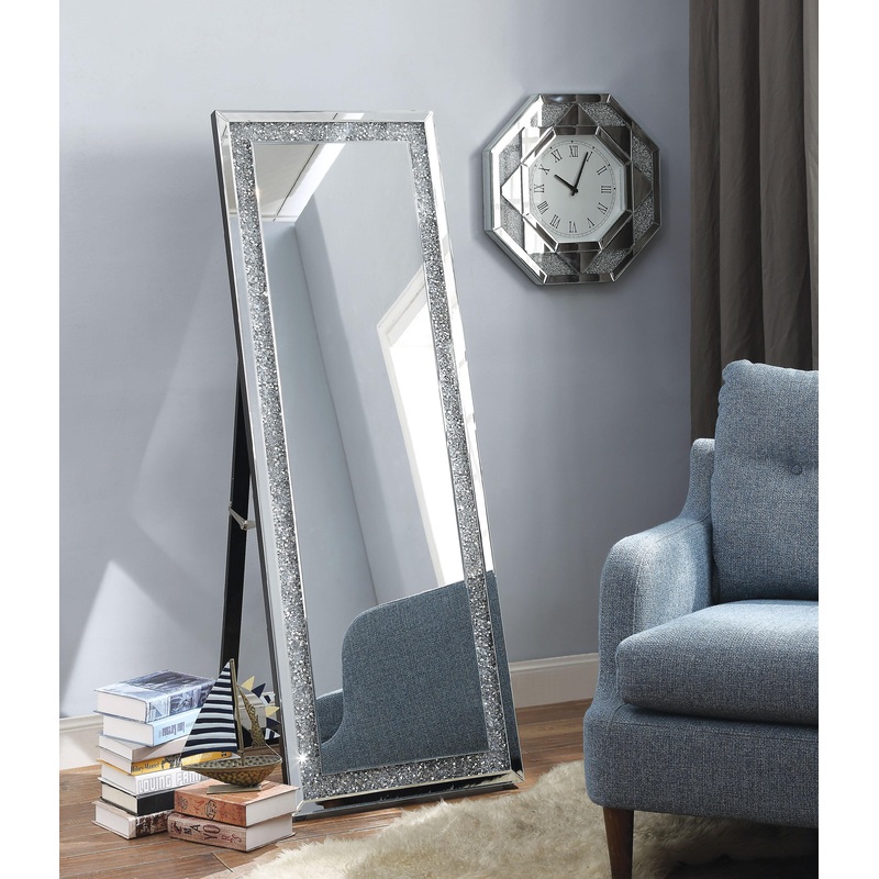 Noralie Mirrored & Faux Diamonds Accent Mirror (Floor)