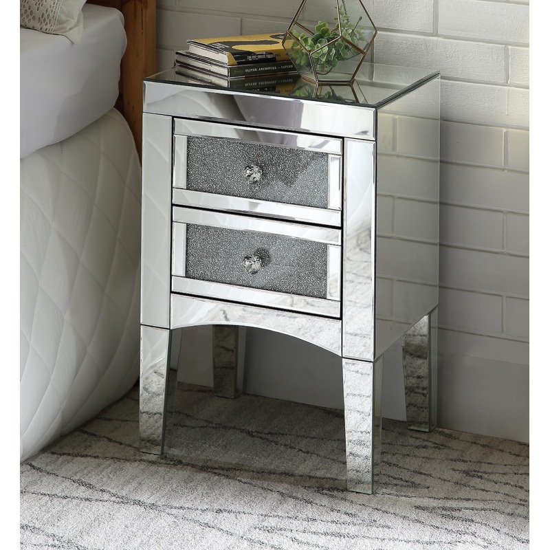 Nowles Mirrored & Faux Stones Accent Table