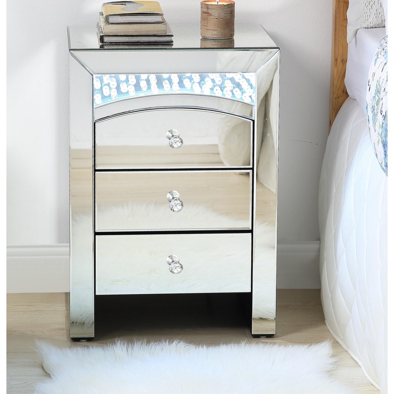 Nysa Mirrored & Faux Crystals Accent Table (LED)