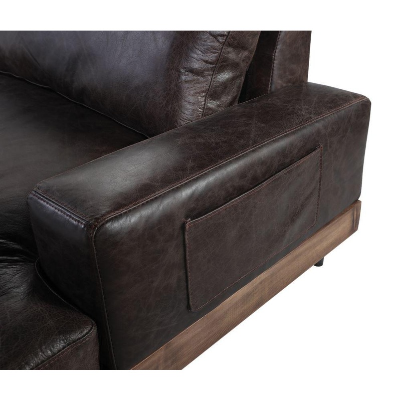 Silchester Oak & Distress Chocolate Top Grain Leather Sofa