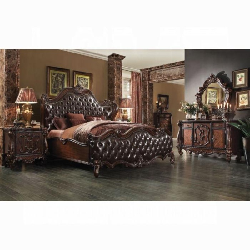 Versailles 2-Tone Dark Brown PU & Cherry Oak California King Bed