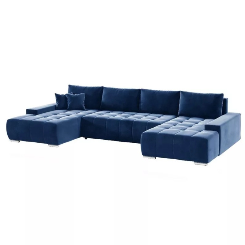 MALINO U-formas stra dvns ar gulanas funkciju, tumi zils hidrofobs samts, 350 cm
