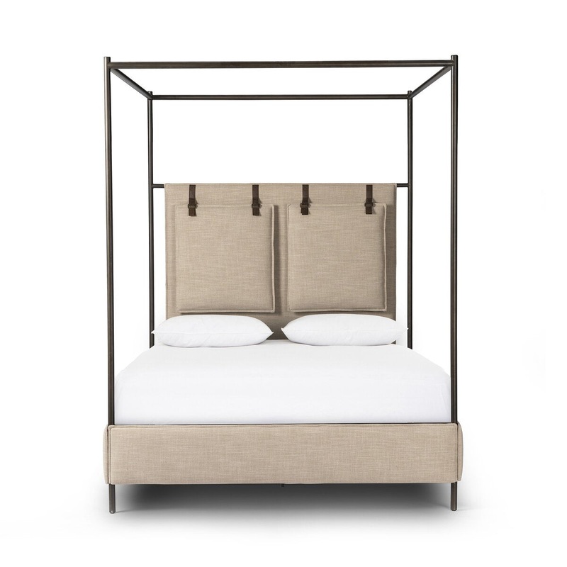 Leigh Canopy King Bed – Palm Ecru