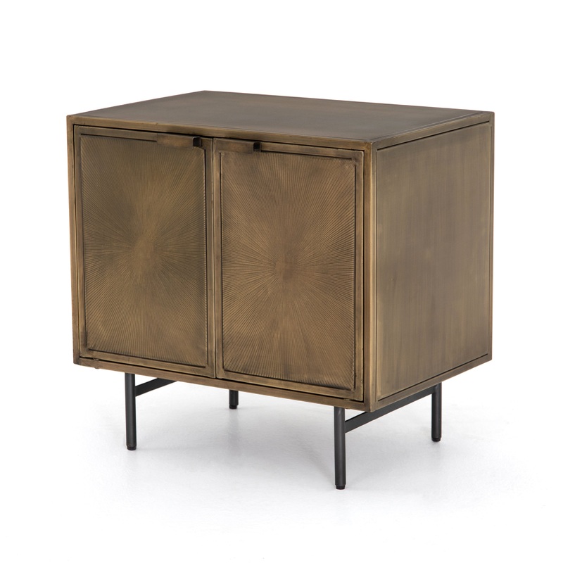 Sunburst Cabinet Nightstand – Aged Brass