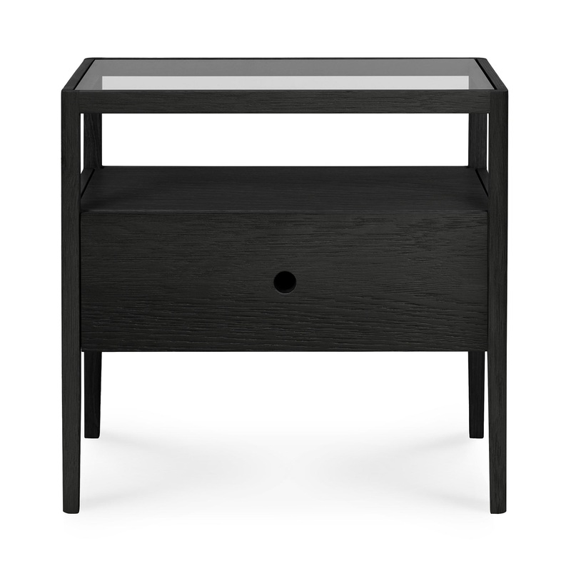 Spindle Bedside table – Black Oak