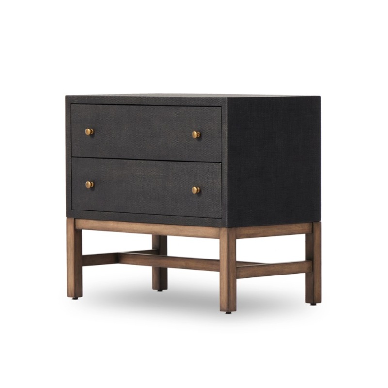 Fiona Nightstand – Black Raffia