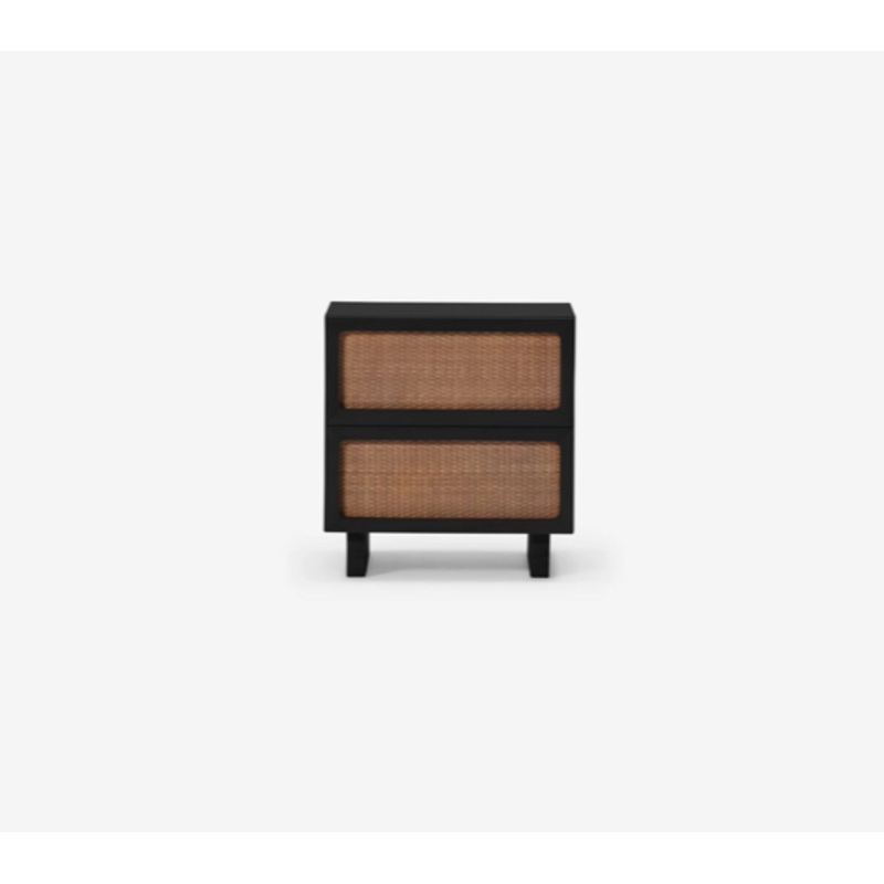 Stadium Double Drawer Nightstand – Black Oak