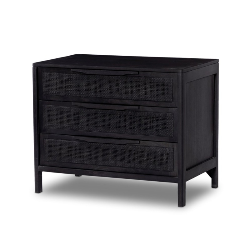 Sydney Large Nightstand – Black Wash w/ Black Cane