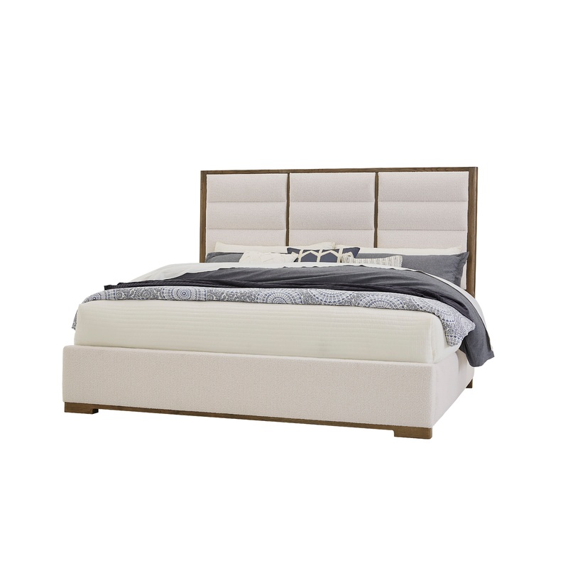 Crafted Oak – Upholstered Bed (Headboard, Footboard With Rails)