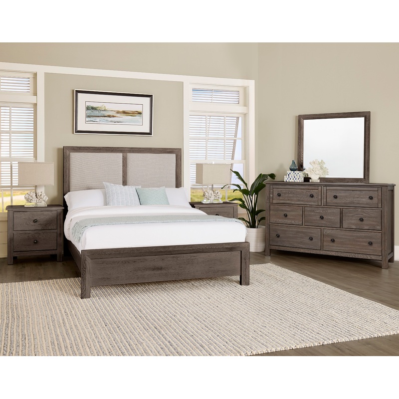 Custom Express – California King Upholstered Bed – Pebble Gray / Driftwood Gray