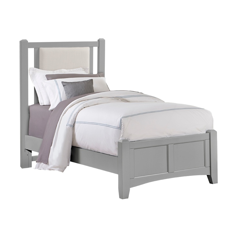 Bonanza – Pebble Gray Upholstered Bed With Mansion Footboard