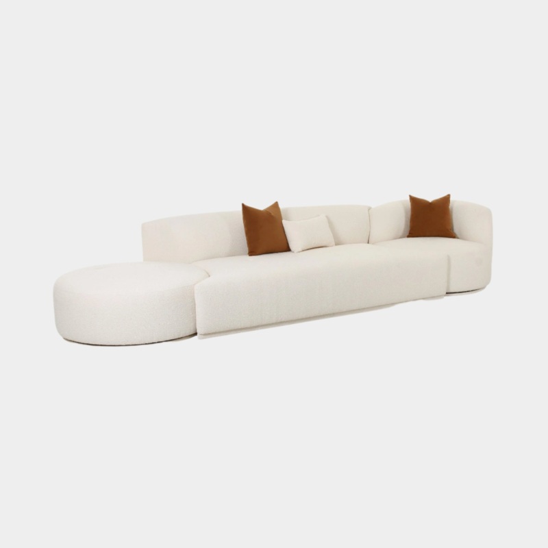 Fickle Cream Boucle 3 – Piece Chaise Modular Sofa