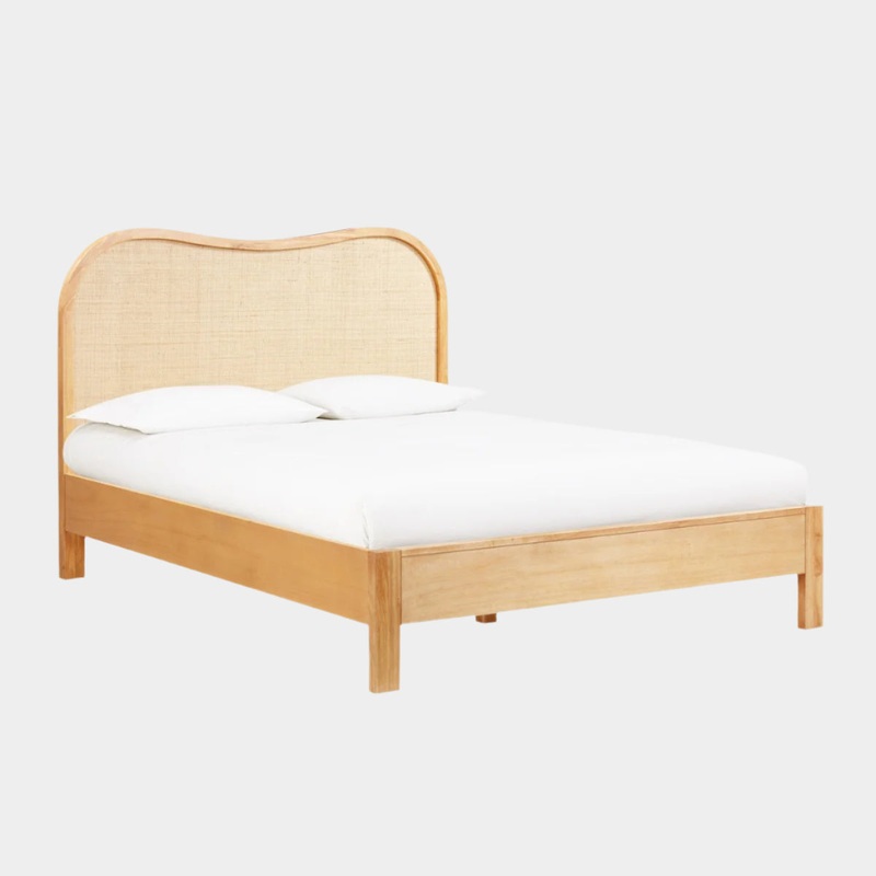 Grappa Natural Wood & Rattan Queen Bed
