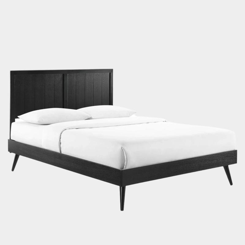 Alana Wood Platform Bed With Splayed Legs