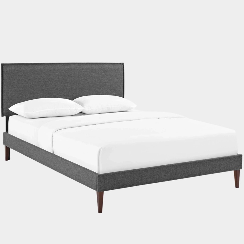 Amaris Fabric Platform Bed with Squared Tapered Legs